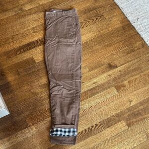 Men's Bonobos Flannel Lined Brown Chino Pants